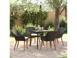 Vidaxl Conjunto De Jantar Para Jardim 5 Unid. Preto Vime Pe