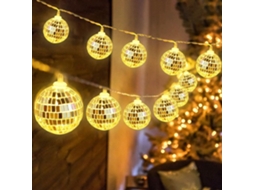 Pacote com 10 Bolas de Discoteca Led, 150 Cm de Luzes Natal Prateadas Estilo Marroquino para Pendurar em Ambientes Internos BRILVIBERA