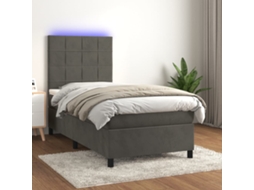 Vidaxl Cama Box Spring C/ Colchão/led 90x190 Cm Veludo Cinzento-escuro