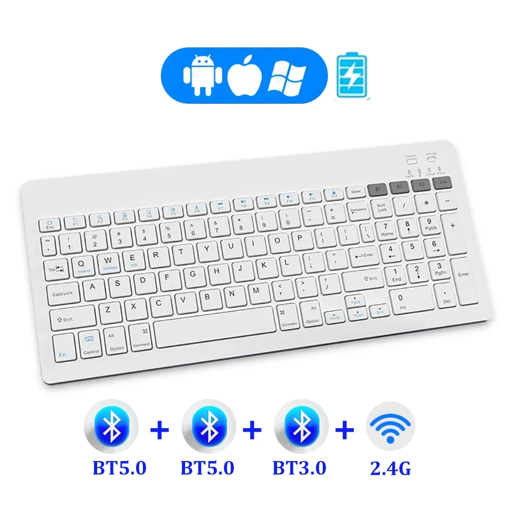 Teclado Sem Fio Recarregável 2.4g (coreano e Inglês) para Android, Ios e Windows MDUG (branco)