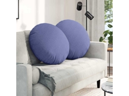 Vidaxl Almofadas De Assento 2 Unid. Tecido Azul Jeans Ø60 X 21 Cm