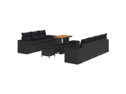 Maison Exclusive - Conjunto De Sofá De Jardim 10 Pcs Preto Rattan De Polipropileno