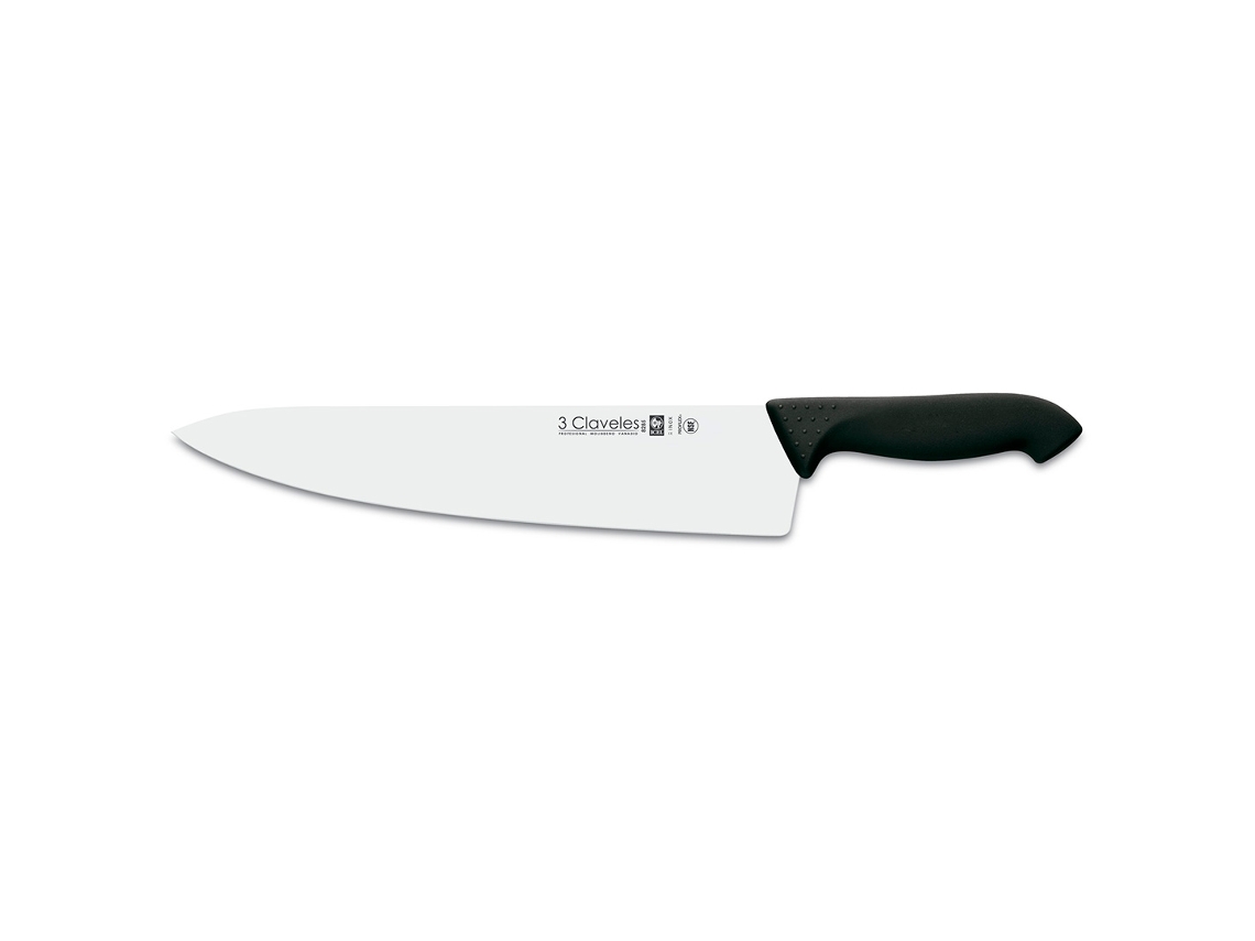 Faca de Chef Proflex Preta com 3 Claveles de 30 cm
