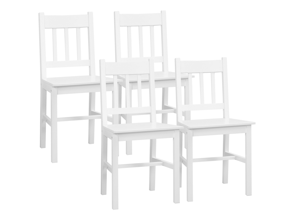 4er set Cadeiras de Jantar BTFORUS, madeira maciça, 41x46,5x85,5cm, branco