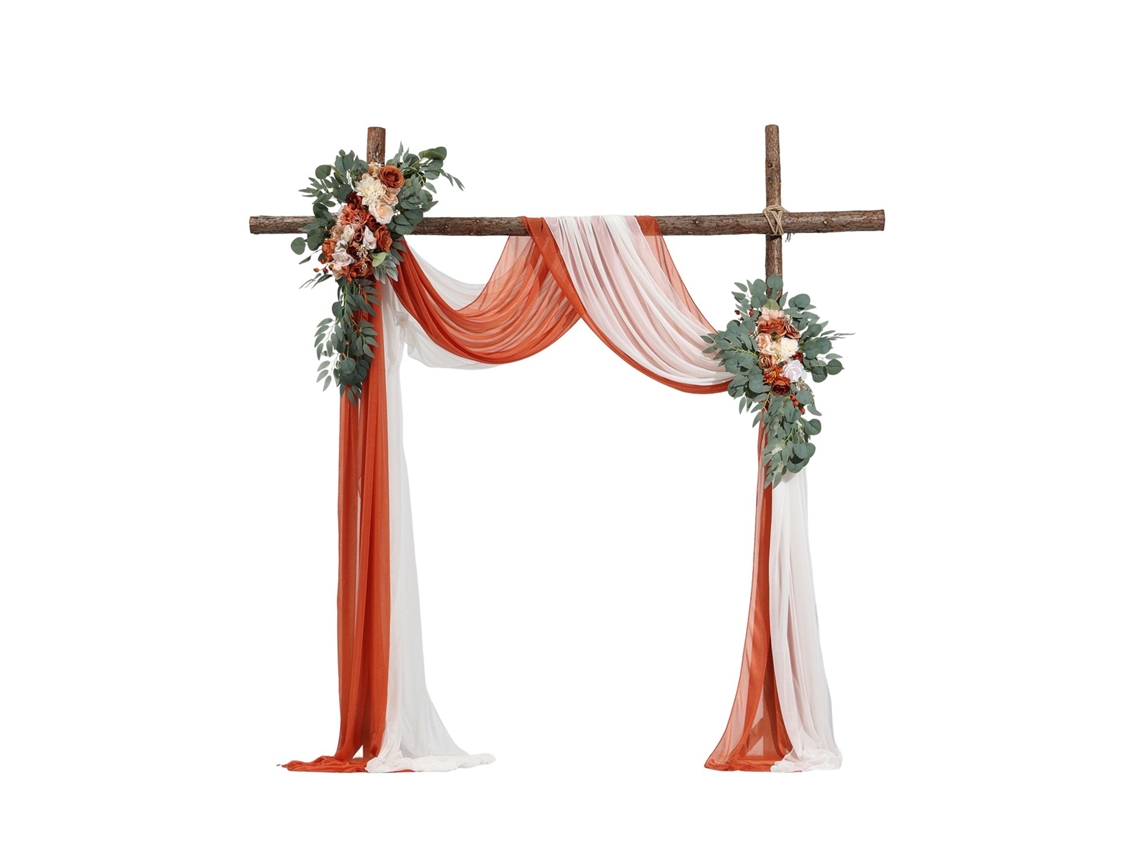Kit Arco De Flores Artificiais Para Casamentos Laranja 2 Flores 2 Cortinas Vevor