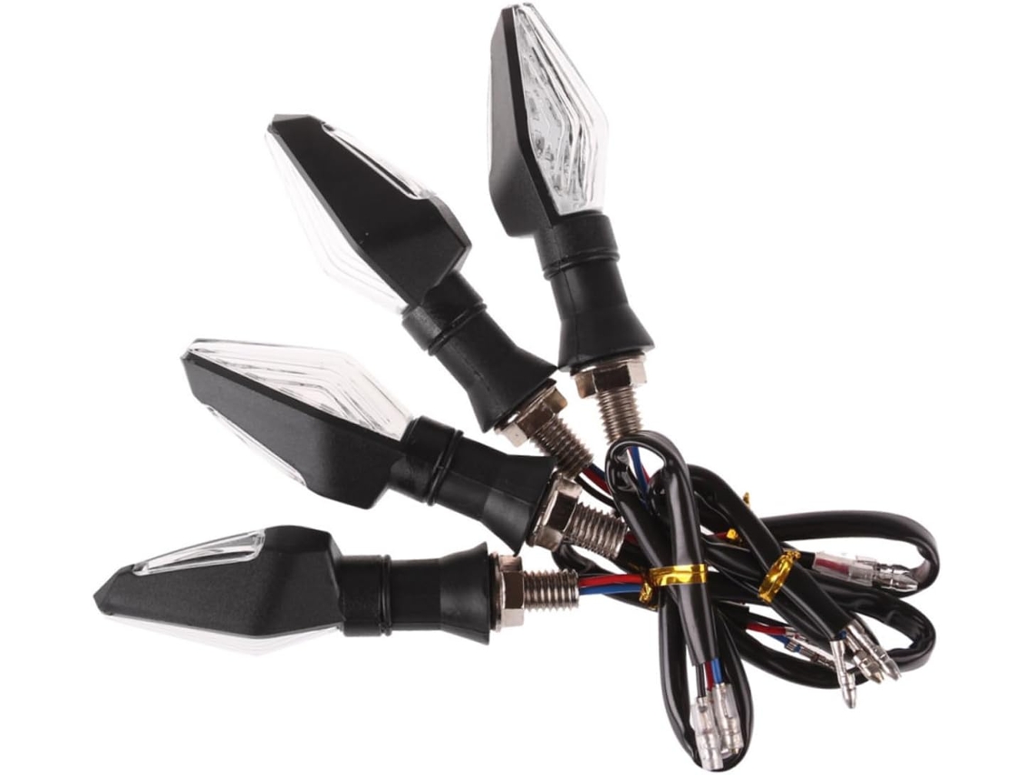 Conjunto de 4 luzes indicadoras de direção LED universais, fáceis de instalar.