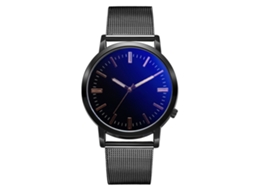 Relógio de pulso masculino casual com movimento de quartzo e mostrador de liga metálica preta.