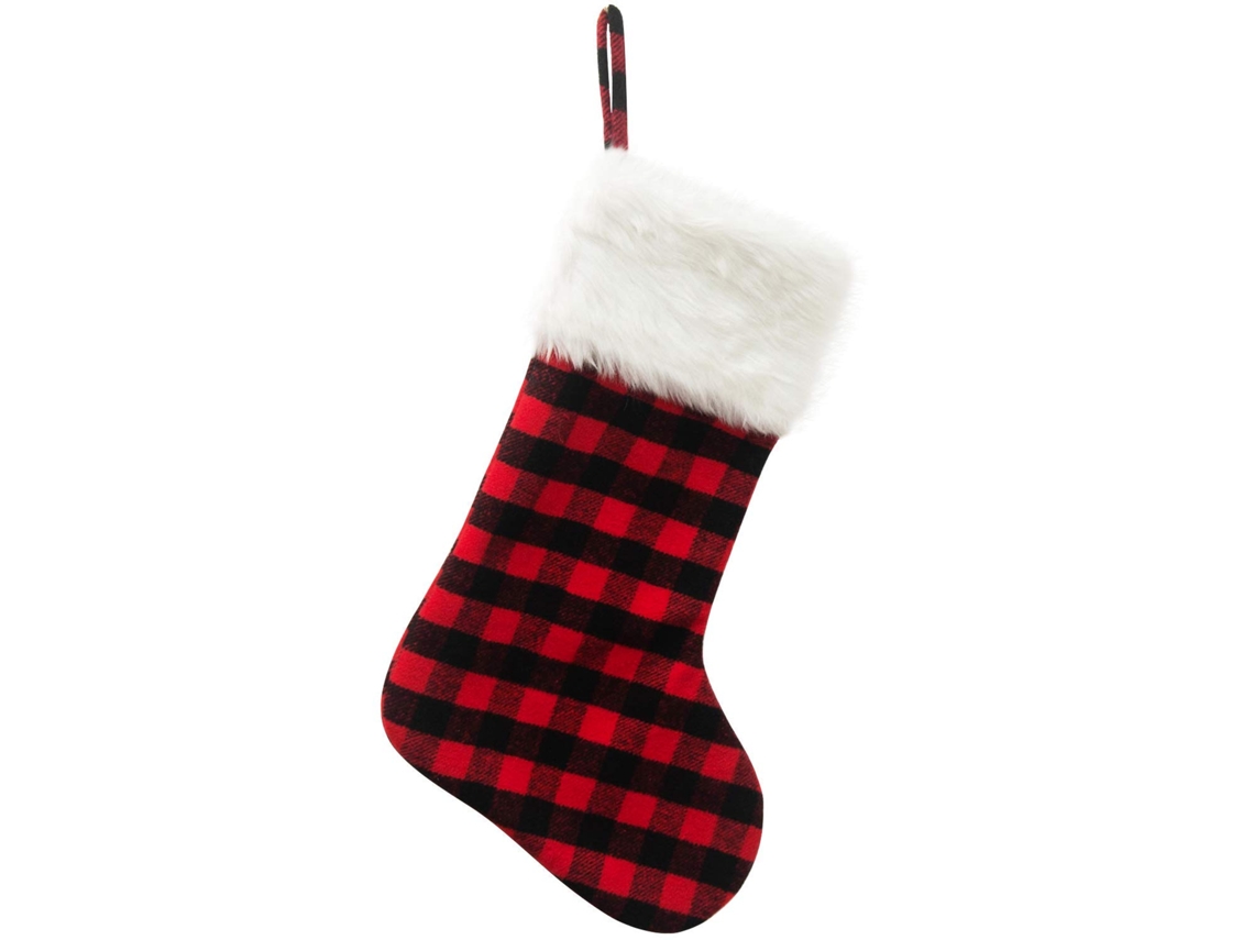 Meia De Natal (xadrez Vermelho E Preto De 20 Polegadas) Eoocoo