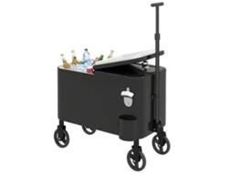 Carrinho Frigorífico De 56l Com Rodas Pega Ajustável Abre-garrafas Recolhedor De Tampas Dreno 75x35x120 Cm Preto