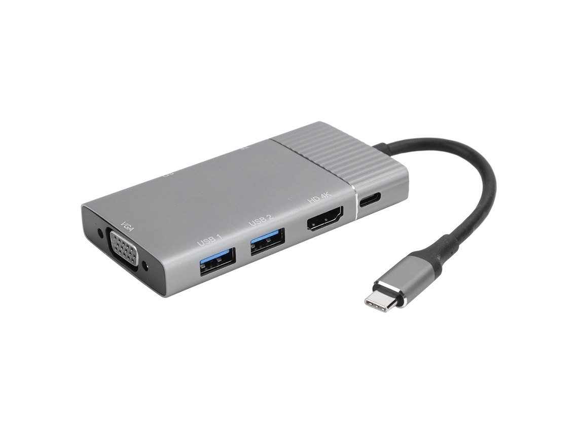 Hub Docking Station Usb c 7 em 1 Multifuncional com Hdmi, Vga e Portas Usb3.0 Cabo 140mm