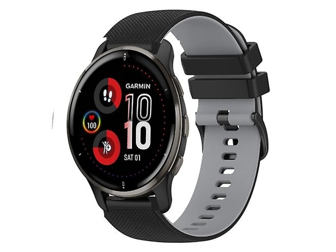 Lurelia Pulseira Garmin Venu 2 Plus 20mm, De Silicone Xadrez Bicolor, Preto E Cinza