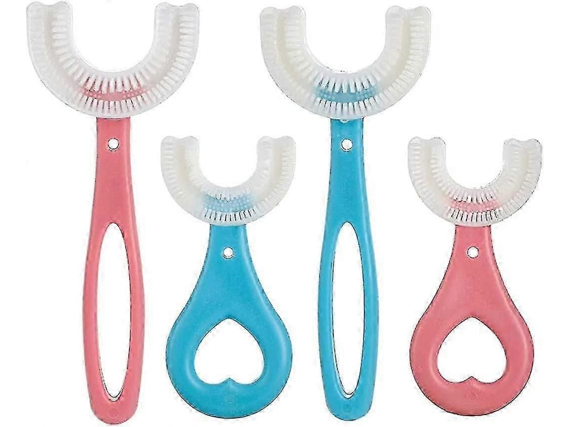 Escova de Dentes Infantil Pritbon 2025 em Formato U, com 4 Unidades, Compatível Limpeza Completa 360 ​​graus , Coração/ova GOKOCO