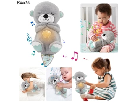 Peluche Sensorial Interativo Com Luz E Música Clickonit Lontra Que Respira Castanho