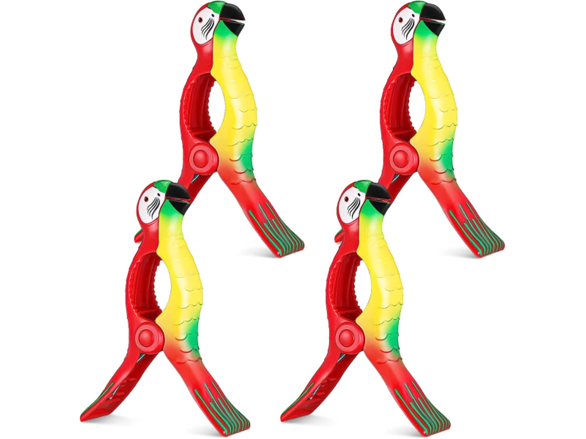 Suporte para Toalha de Praia, Cadeira, Suporte Portátil para Toalhas de Piscina, 4 Peças AQUAFORGE (estilo Papagaio)