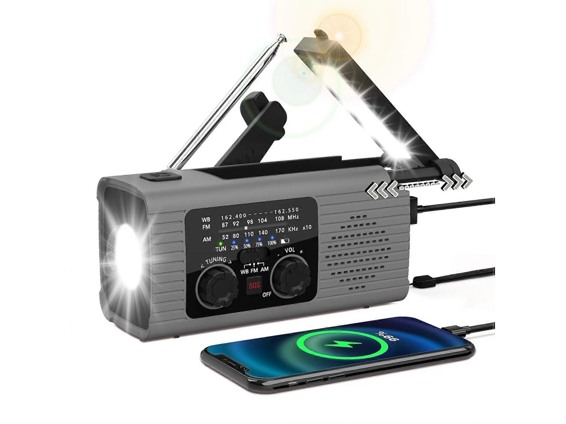 Rádio Meteorológico Yx318 Am/fm/noaa, 2000mah, Manivela Solar Com Lanterna Olysi Shop