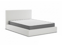 Cama De Casal Teddy Com Cabeceira, Branca, Colchão Básico De 135 Cm + 18 Cm