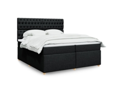 Vidaxl Cama Com Molas/colchão 200x200 Cm Tecido Preto