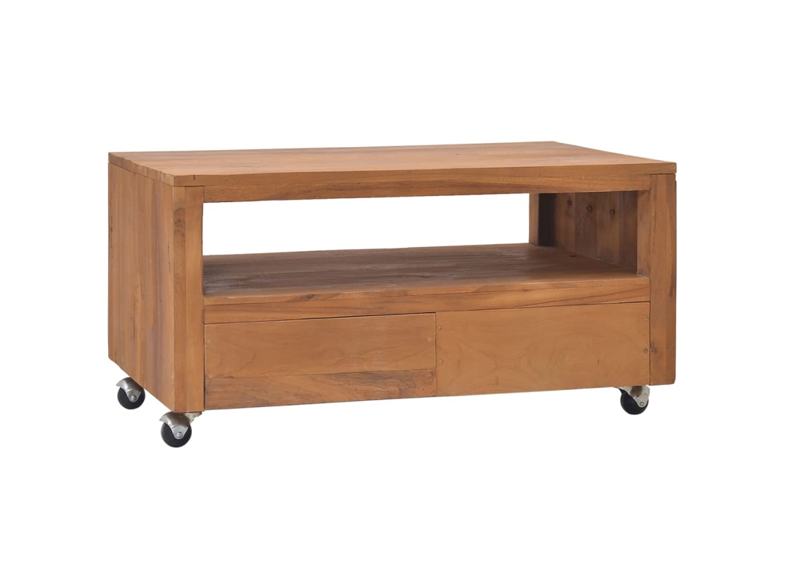 Vidaxl Móvel De Tv Com Rodas 80x50x42 Cm Madeira De Teca Maciça