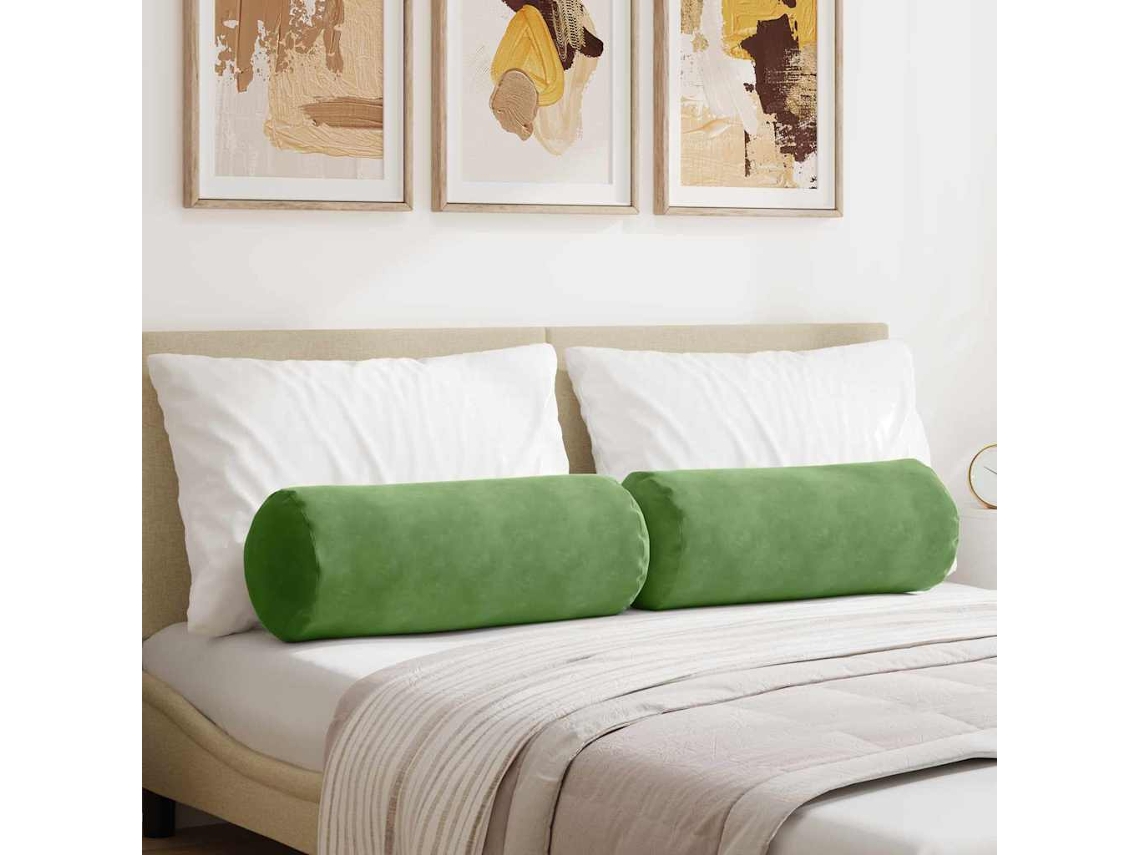 Vidaxl Almofadas De Apoio 2 Pcs Verde Claro Ø 25 X 70 Cm
