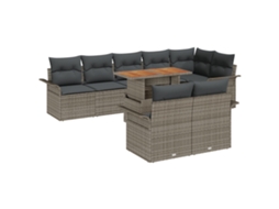 Conjunto 9 Conjunto De Sofá De Jardim Vidaxl Cinzento Vime Pe (100 X 55 X 73 Cm)