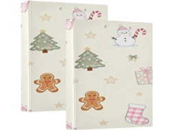 Pasta Escolar Rosa Com Estampa De Árvore Natal E Boneco Neve 3, 8cm, Com Prancheta, Pacote Com 1 2-unidades, Capa Dura