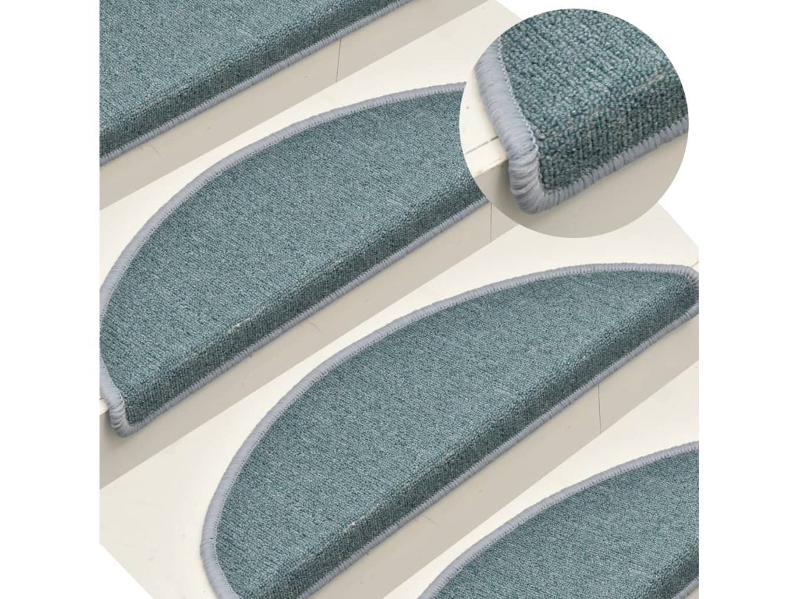 Vidaxl Tapetes De Escada 15 Peças 56x17x3 Cm Azul-marinho Semicircular