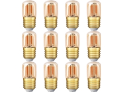 Rebe 12 Pack Bombilla Led Tubular Mini 1w Base E27 Filamento Edison 2200k Blanco Cálido Super Vaso Ámbar 220v Clase A++