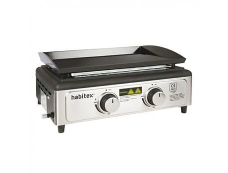 Chapa a Gás HABITEX Bontempo 50 51x43x23 cm Ignição Eletrónica 2 Queimadores de 2,5 kW cada Bandeja Removível