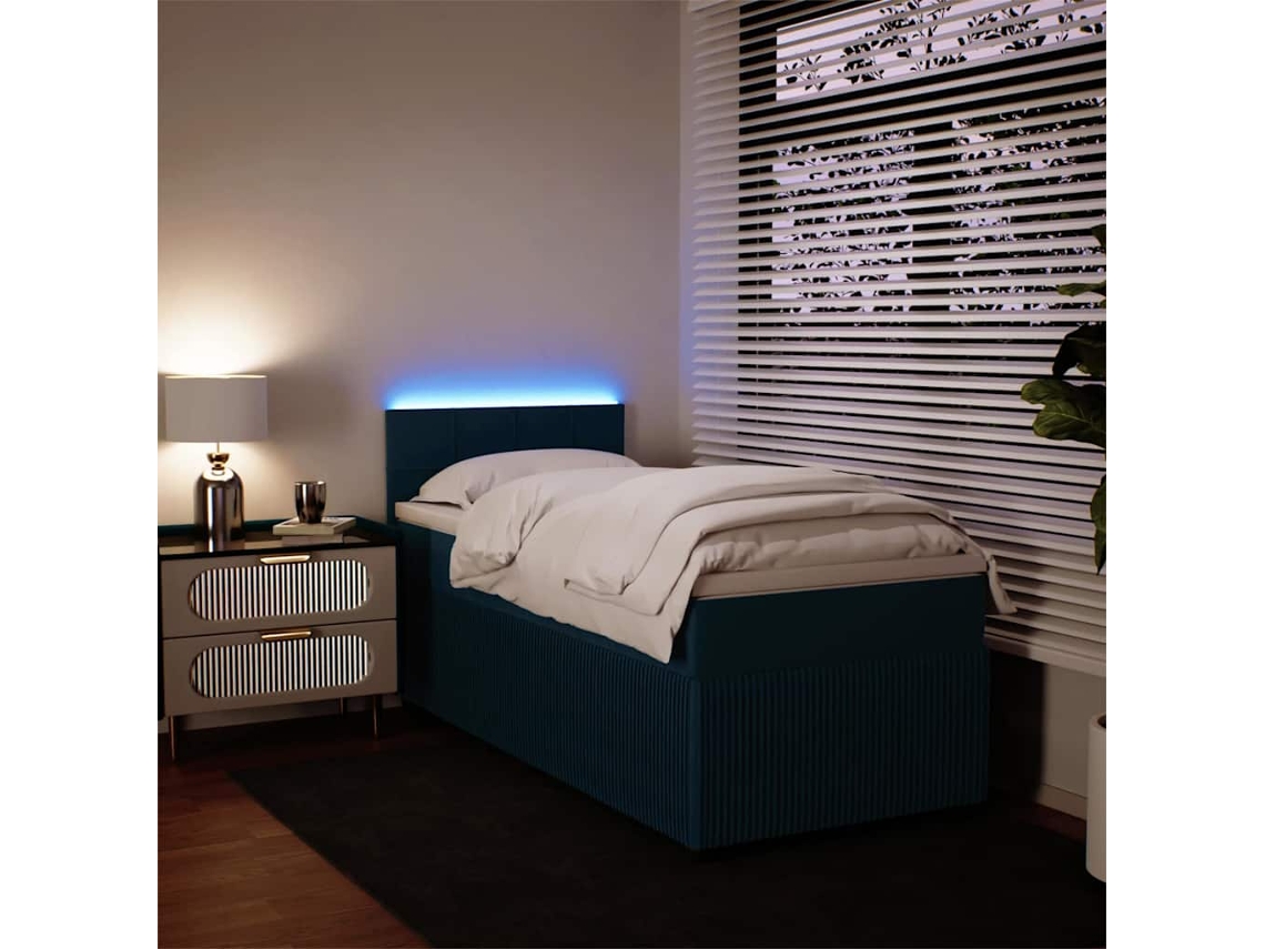 Vidaxl Cama Boxspring Com Colchão 100x200 Cm Veludo Azul