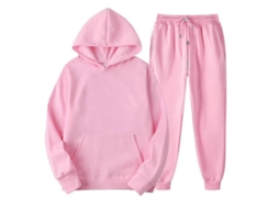 Conjunto De Calças De Moletom Com Blusa Capuz, Algodão De Qualidade Superior, Ideal Para Academia E Lazer Rosa