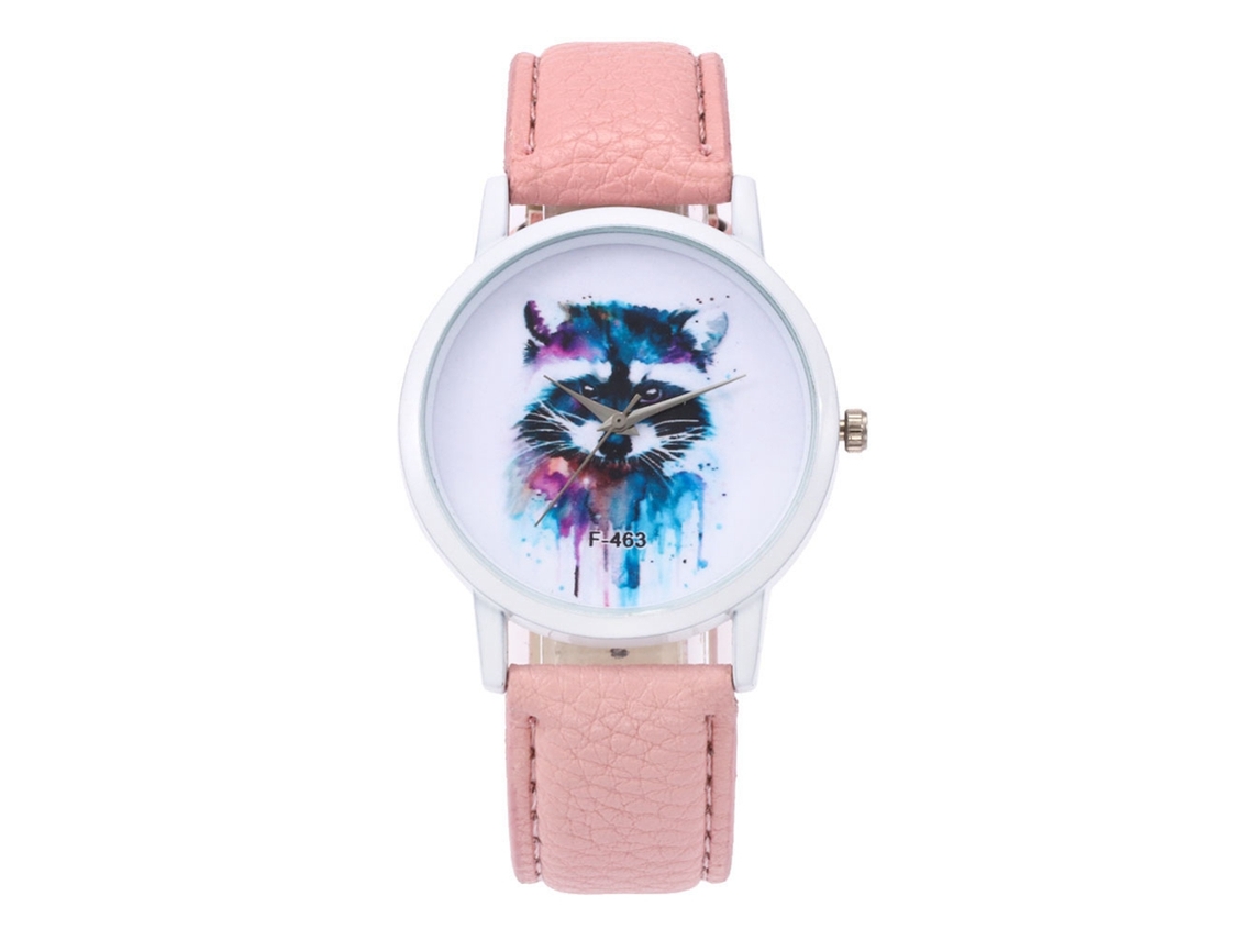Relógio de pulso feminino casual Zhoulianfa com mecanismo de quartzo e pulseira de couro PU rosa.