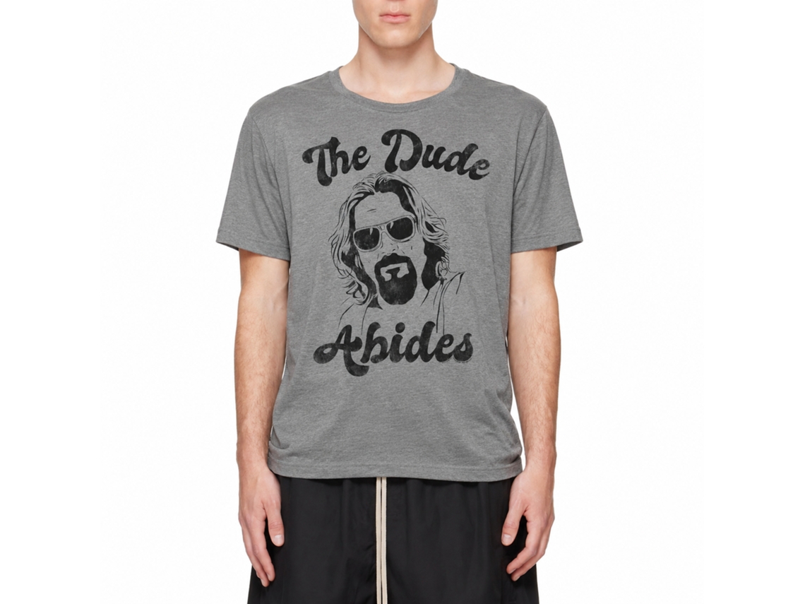 Rockinstone The Big Lebowski The Dude Abides Heather Graphite Adult T-shirt Size:xl