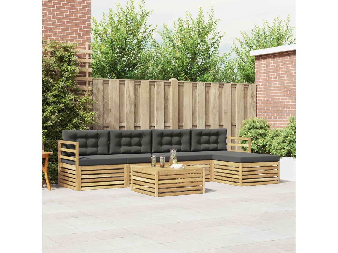 Vidaxl Conjunto De Sofás Para Exterior 6 Unid. Branco E Antracite