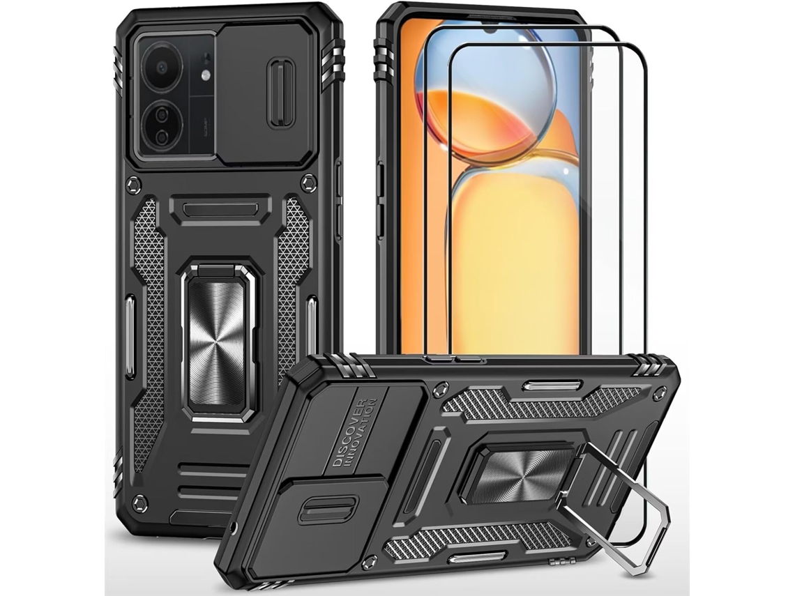 Capa Proteção Deslizante Câmera Para Xiaomi Redmi 13c 4g/5g/13r/xiaomi Poco C65/poco M6 5g Hongwe. Tecido Anti-choque Magnética