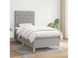Vidaxl Cama Com Molas/colchão 90x200 Cm Tecido Cinza-claro