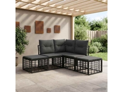 Vidaxl Conjunto De Sofás Para Exterior Preto Poliéster