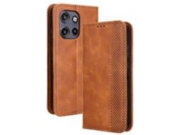 Compre Capa De Couro Com Suporte E Textura Retrô Para Motorola Thinkphone 25 5g / Edge 50 Neo 5g / Moto S50 5g - Capa Tipo Carteira - Marrom