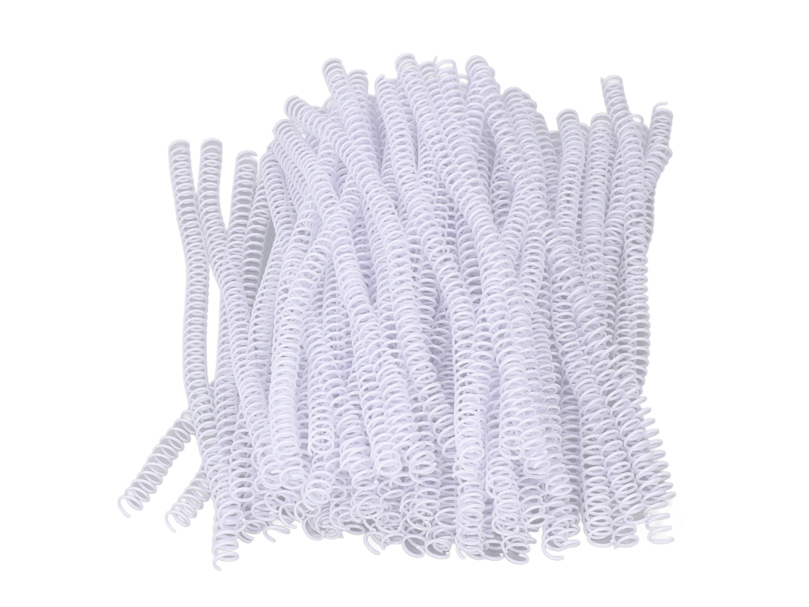 100 Bobinas Encadernação Espiral Plástica 9.5mm 3/8in 48 Dentes 4:1 Capacidade 75 Folhas A4 Branco