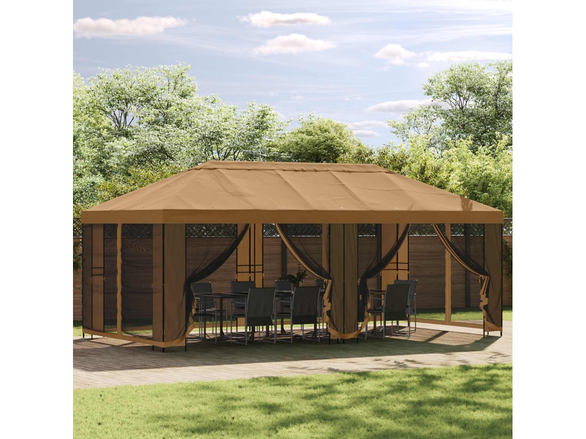 Vidaxl Gazebo Com Paredes Laterais 6 X 3 M Bege Poliéster E Aço