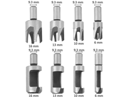 Jogo de 8 brocas para madeira, aço carbono, tamanhos 6 mm, 10 mm, 13 mm, 16 mm, brocas cônicas e de garra.
