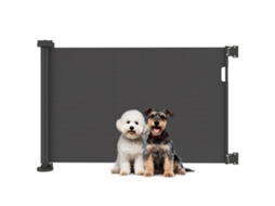 Barreira de Segurança para Cães Retrátil 0 136 Cm para Cães Pequenos com Botão de Fecho Preto Ge