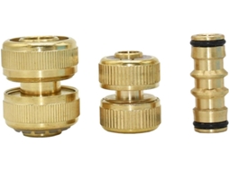 Adaptador de Conector Jardim em Latão 5/8'' 1/2'' 3/4'' Rápido para Extensão Mangueira, Reparo, Cobre com Porca