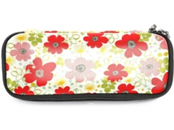 Esta mochila escolar com estampa floral e papoulas possui um organizador de canetinhas de grande capacidade, sendo um item essencial para a escola.