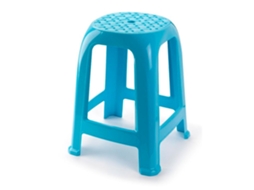 Banqueta De Plástico Com Apoio Para Os Pés Assento 26 X 26 Cm Banco Multiuso, Cozinha, Sala, Banheiro, Casa Fabricado Na Espanha Cor Azul Acan