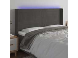 Cabecero de terciopelo con LED 203x16x118/128 cm Gris oscuro