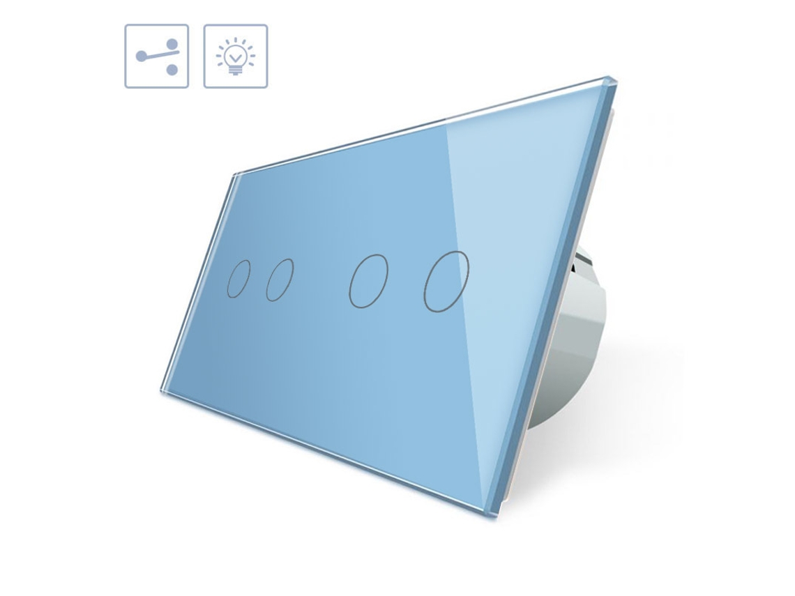 Comutador Táctil 4 Botões Frontal Azul
