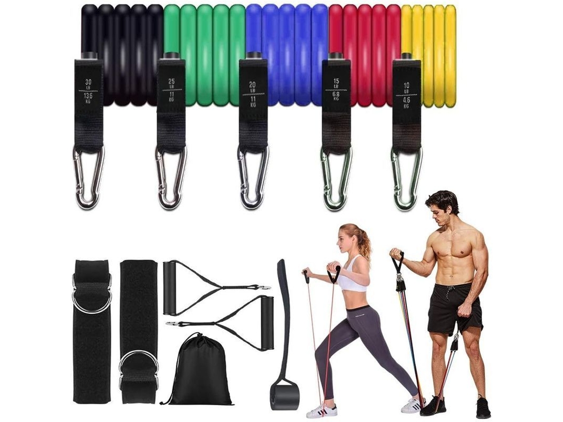 Kit De 11 Bandas De Resistencia Elásticas Com Grip E Cinta De Tornozelo Para Treinamento Fitness E Exercícios Em Casa Ou Academia