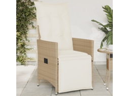 Cadeira De Jardim Reclinável Com Almofadões Vime Pe Bege Dkd Home Decor