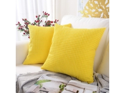 2026 funda de Almohada Cuadrada de Veludo Suave Decorativa 45x45 Cm Amarelo Limão Pacote de 2
