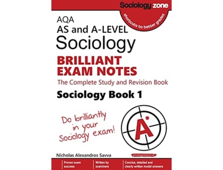 Livro AQA AS and Alevel Sociology BRILLIANT EXAM NOTES Book 1 The Complete Study and Revision Book de Nicholas Savva (Inglês)